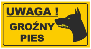 Tablica Tabliczka Pcv Znak Uwaga Groźny Pies 12x22
