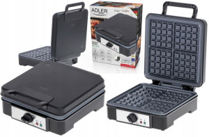 Gofrownica Duża Moc 1800w 4 Chrupiące Gofry Adler