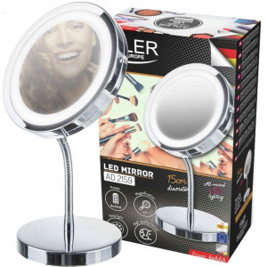 Lusterko 15cm Podświetlenie Led Baterie Adler