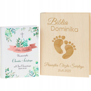 Drewniane Pudełko Z Biblią Na Chrzest Święty Y2