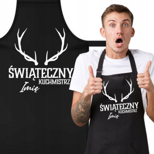 FARTUCH Kuchenny ŚWIĄTECZNY Kuchmistrz IMIĘ Wzory