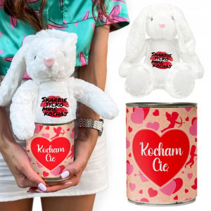Królik PRZYTULANKA Prezent na WALENTYNKI + PUSZKA