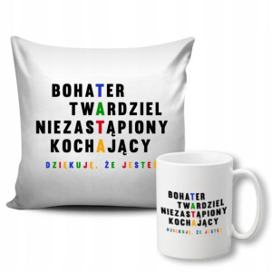 PODUSZKA Biała i KUBEK prezent na DZIEŃ OJCA 01