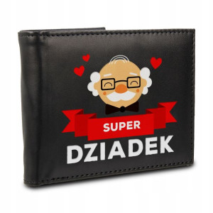 PORTFEL Czarny Wiele WZORÓW SUPER DZIADEK Prezent