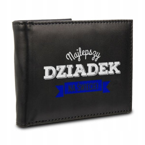 PORTFEL Skórzany dla NAJLEPSZEGO DZIADKA WZORY MIX