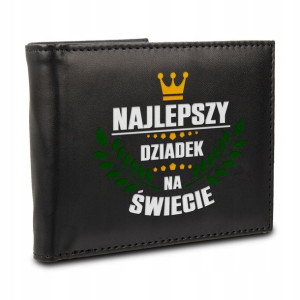 PORTFEL Skórzany NAJLEPSZY DZIADEK Dużo WZORÓW MiX