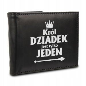 PORTFEL Skórzany Prezent KRÓL Dziadek Wiele WZORÓW