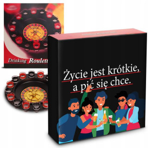Śmieszny PREZENT RULETKA Gra Imprezowa + Kieliszki