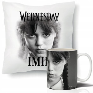 Zestaw KUBEK + PODUSZKA Wednesday Twoje IMIĘ Wzory