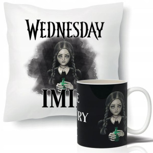 Zestaw PODUSZKA + KUBEK Wednesday IMIĘ Dużo WZORÓW