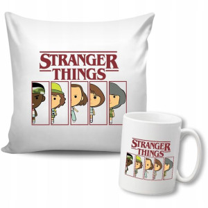 Zestaw Poduszka Biała + Kubek Stranger Things