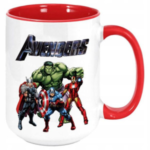 Duży Kubek Wnętrze Ucho Czerwone wzór AVENGERS 02