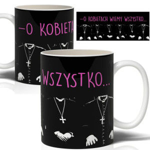 Kubek Biały 330ml Śmieszny Prezent Księża Wzór