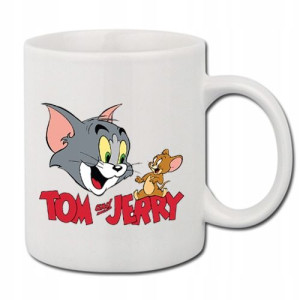 Kubek Biały Prezent Nadruk Wzór Tom i Jerry 01