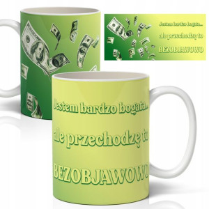 Kubek Biały Prezent Śmieszne Bogactwo Dużo Wzorów
