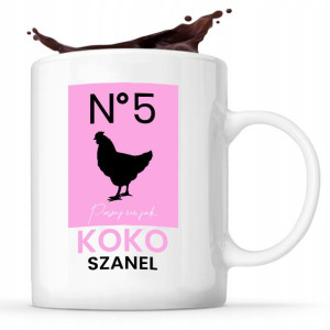 KUBEK Biały z nadrukiem Prezent KOKO SZANEL 01