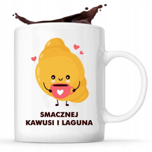 Kubek Biały z nadrukiem Smacznej Kawusi LAGUN 01