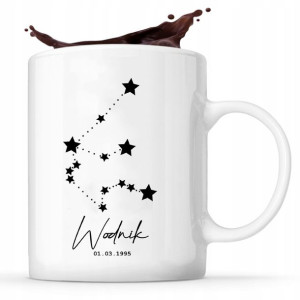 Kubek Biały Znak Zodiaku Własny Nadruk WODNIK 01
