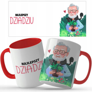KUBEK Czerwony NAJLEPSZY DZIADZIU Wiele WZORÓW MIX