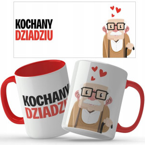 KUBEK Czerwony Prezent dla DZIADKA Wiele WZORÓW