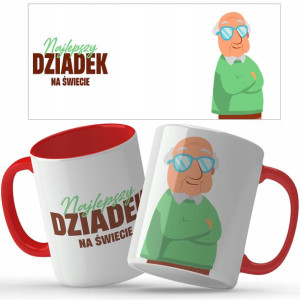 KUBEK Czerwony Prezent na DZIEŃ DZIADKA MIX WZORÓW