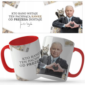 KUBEK Czerwony Zabawny Prezes Jarosław KACZYŃSKI