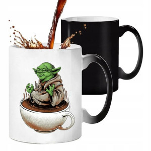 Kubek Magiczny Czarny Matowy Wzór BABY Yoda 22