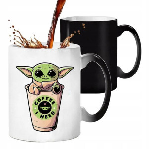 Kubek Magiczny Czarny Matowy Wzór BABY Yoda 24