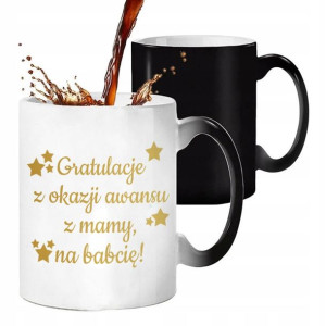 KUBEK MAGICZNY Prezent AWANS na BABCIĘ Różne WZORY