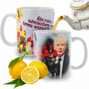Kubek Prezesa Biały Śmieszny Prezent PIS Kaczyński