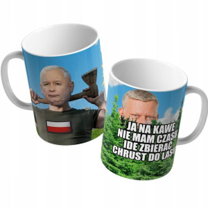 KUBEK Śmieszny Kaczyński IDĘ ZBIERAĆ CHRUST Wzory