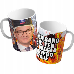 KUBEK Śmieszny Morawiecki KTO RANO WSTAJE Wzory