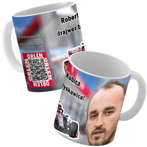 KUBEK z nadrukiem Kod QR Formula 1 wzór KUBICA 01