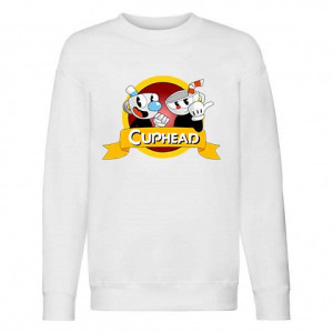 BLUZA Dziecięca Biała Dużo WZORÓW CUPHEAD - 116 cm