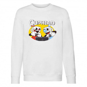 BLUZA Dziecięca Biała Dużo WZORÓW CUPHEAD - 128 cm