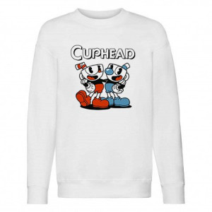 BLUZA Dziecięca Biała Dużo WZORÓW CUPHEAD - 152 cm