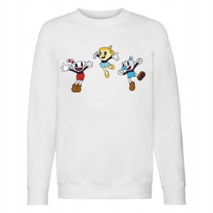 BLUZA Dziecięca Biała Dużo WZORÓW CUPHEAD - 164 cm
