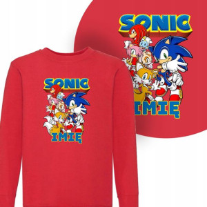 BLUZA Dziecięca SONIC Własne IMIĘ Wzory - 104 cm