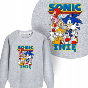 BLUZA Dziecięca SONIC Własne IMIĘ Wzory - 116 cm