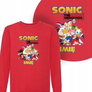 BLUZA Dziecięca SONIC Własne IMIĘ Wzory - 128 cm