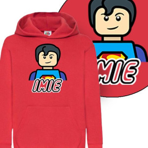 BLUZA z KAPTUREM Twoje IMIĘ LEGO Wzory - 116 cm