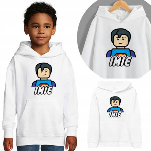 BLUZA z Kapturem Twoje Imię LEGO Wzory - 128 cm