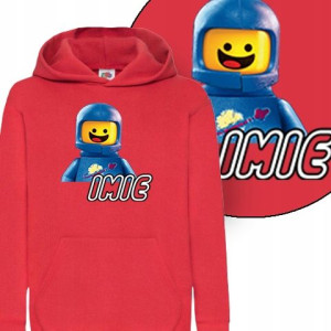 BLUZA z KAPTUREM Twoje IMIĘ LEGO Wzory - 140 cm