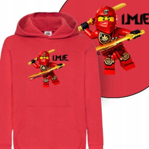 BLUZA z KAPTUREM Twoje IMIĘ LEGO Wzory - 152 cm