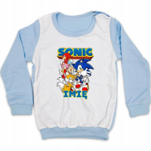 PIŻAMA NIEBIESKA Twoje IMIĘ SONIC MiX Wzory 128 cm