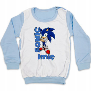 PIŻAMA NIEBIESKA Twoje IMIĘ SONIC MiX Wzory 128 cm