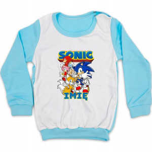 PIŻAMA TURKUSOWA Twoje IMIĘ SONIC MiX Wzory 110 cm