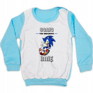 PIŻAMA TURKUSOWA Twoje IMIĘ SONIC MiX Wzory 116 cm