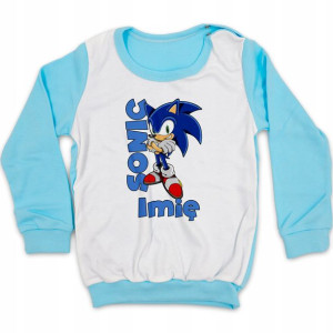 PIŻAMA TURKUSOWA Twoje IMIĘ SONIC MiX Wzory 116 cm