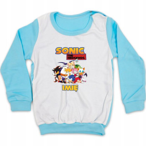 PIŻAMA TURKUSOWA Twoje IMIĘ SONIC MiX Wzory 122 cm